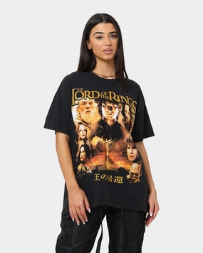 American Thrift X Lord Of The Rings Return Of The King Vintage T-Shirt Washed Black Abstract mystery Reinforced Collar