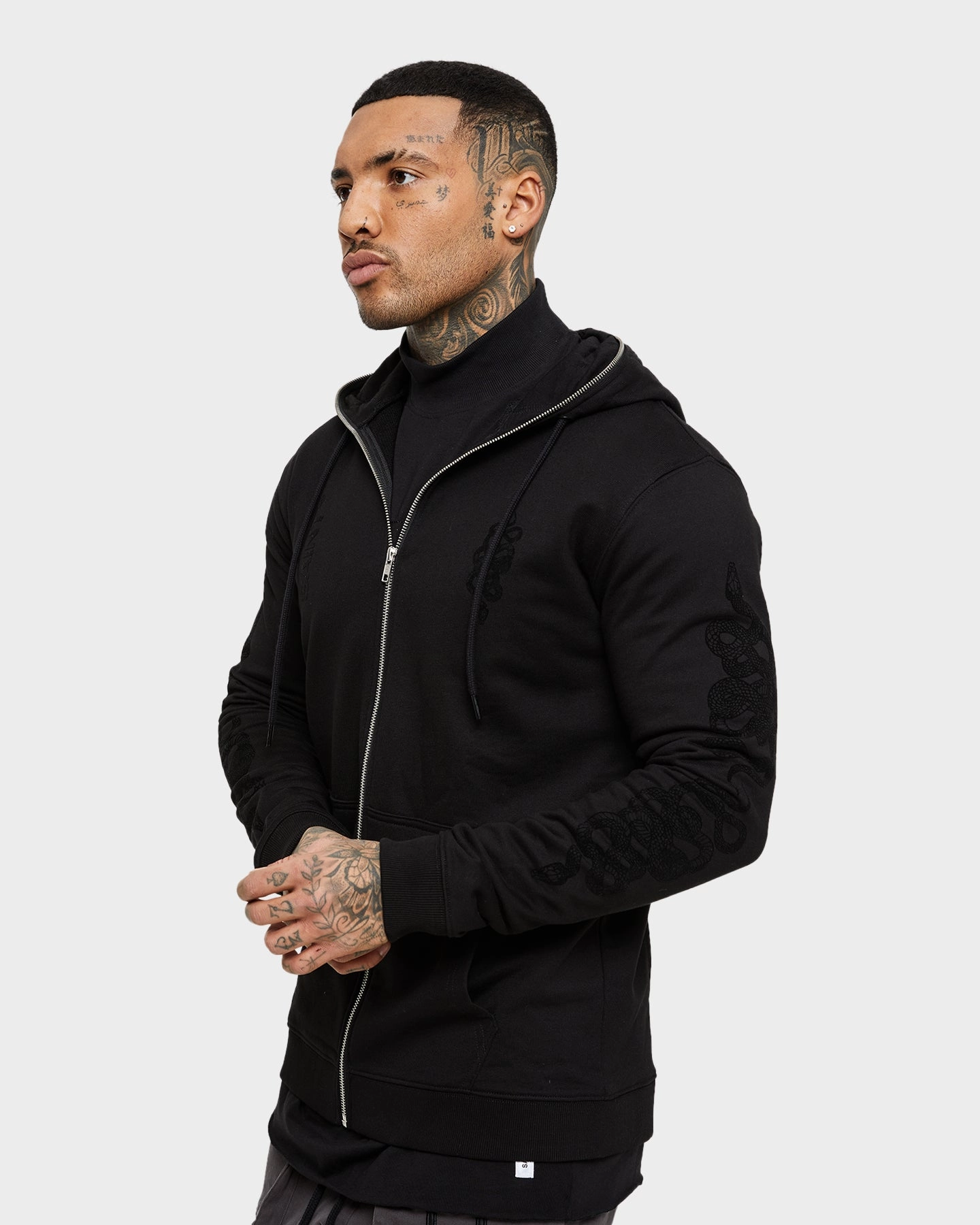 Saint Morta Death Adder Zip Hoodie Black/Black DualZipper Windbreaker Style