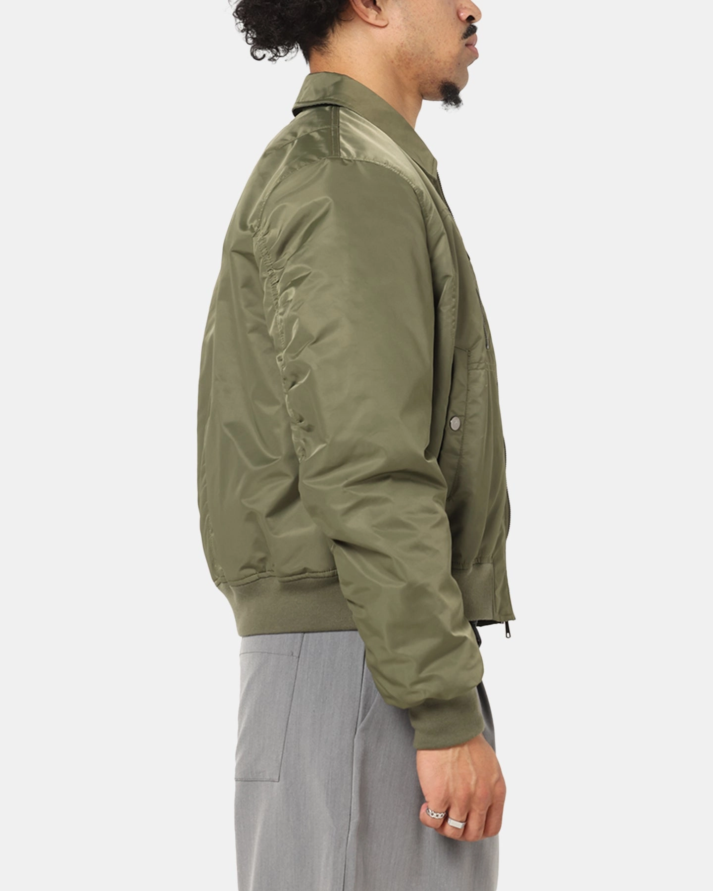 XXIII Collared Bomber Jacket Khaki Quilted Lining Teflon Coated Fabric
