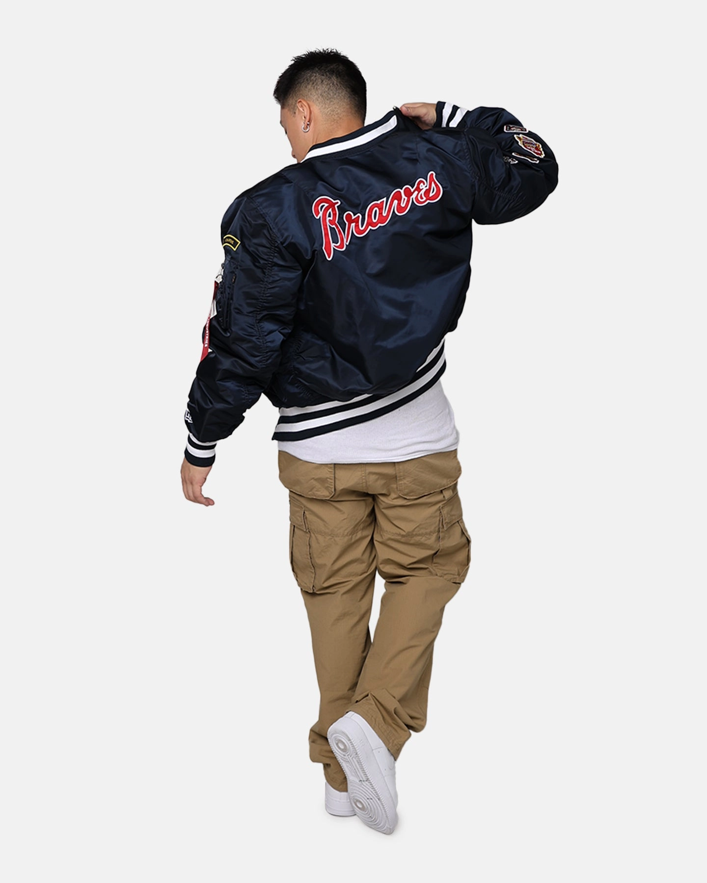 New Era X Alpha Series X MLB Atlanta Braves MA-1 Bomber Jacket Black Situation Announce