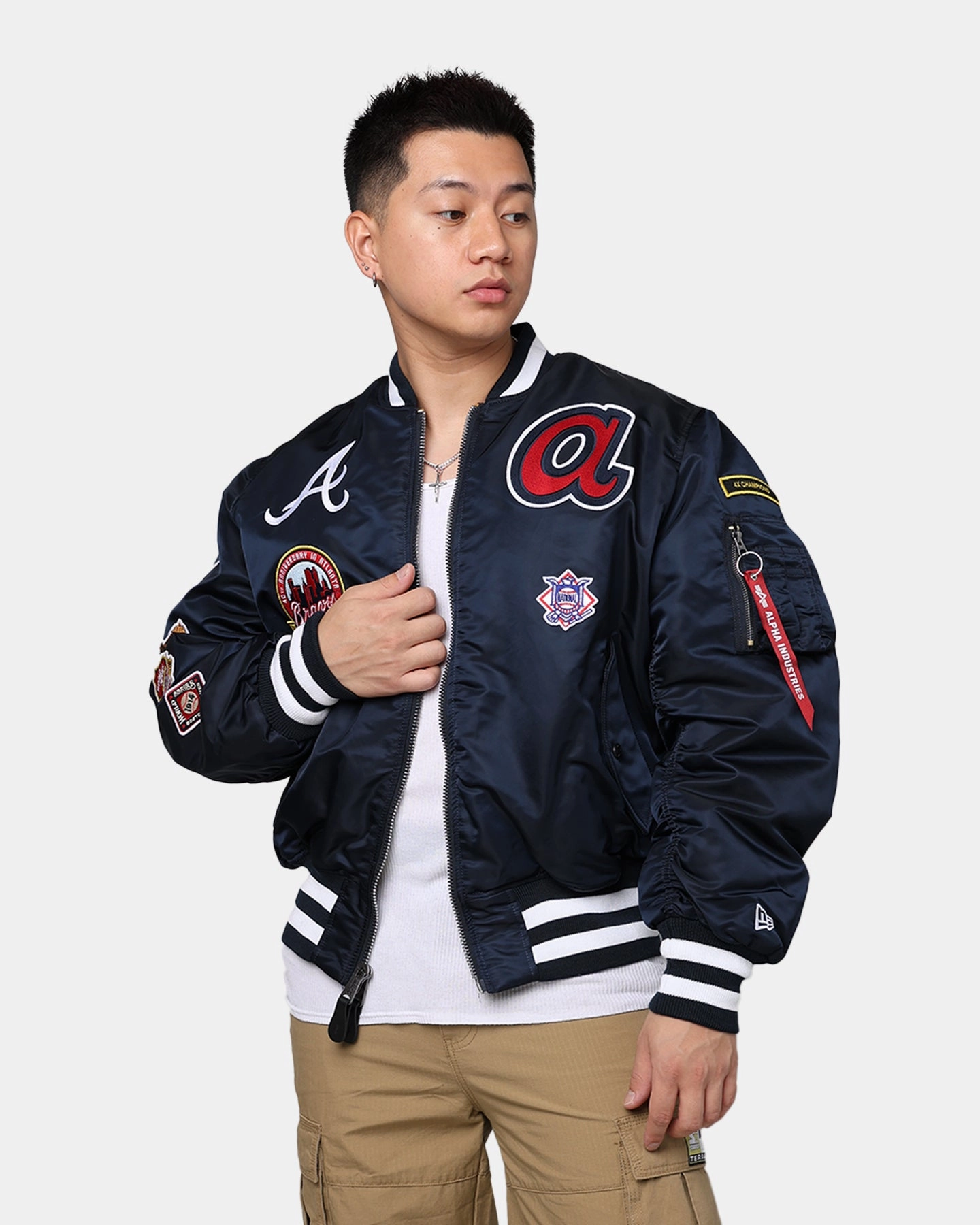 New Era X Alpha Series X MLB Atlanta Braves MA-1 Bomber Jacket Black Daily Use
