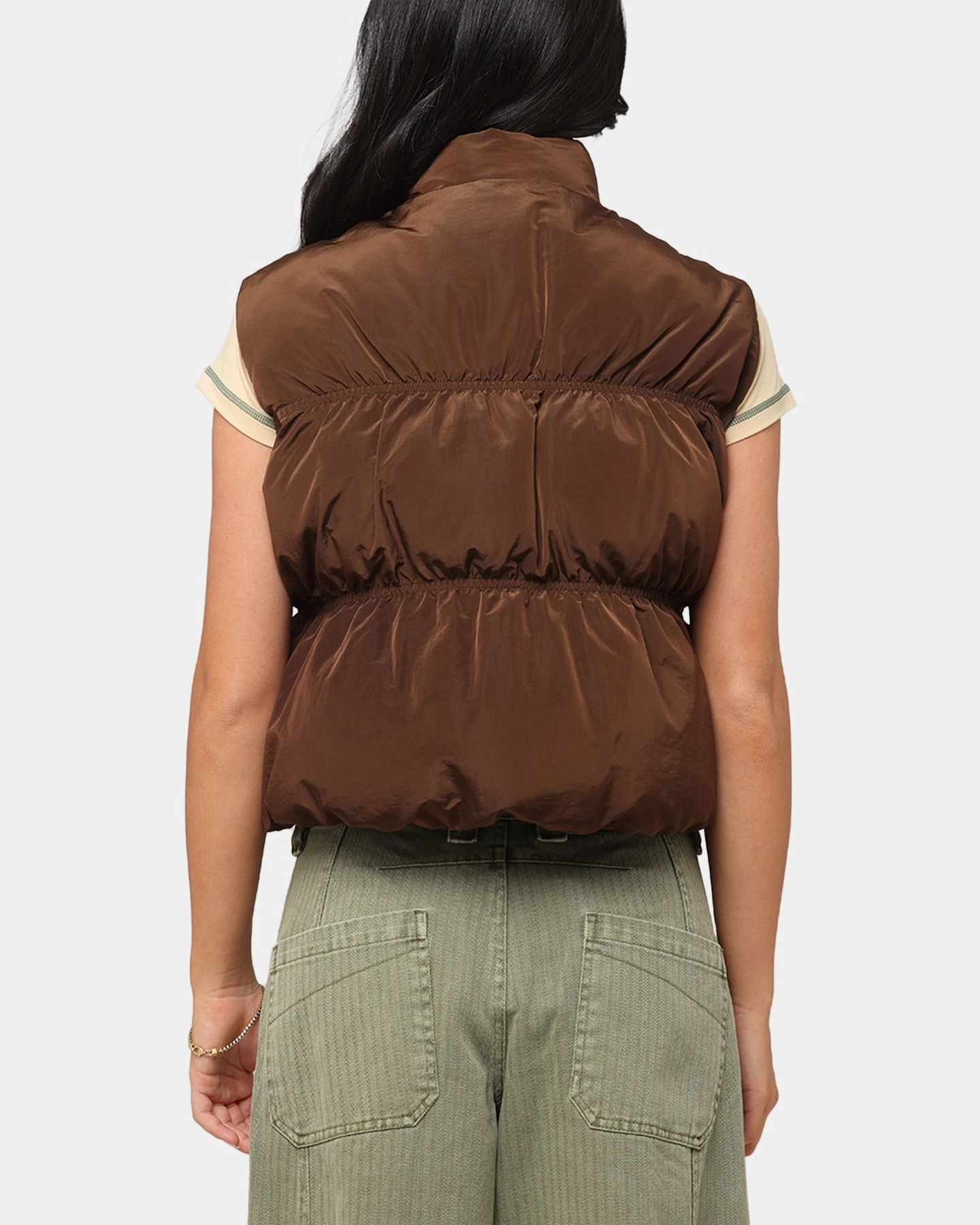 XXIII Women's Primal Oversized Puffer Vest Chocolate Thermoregulating Insulation packable
