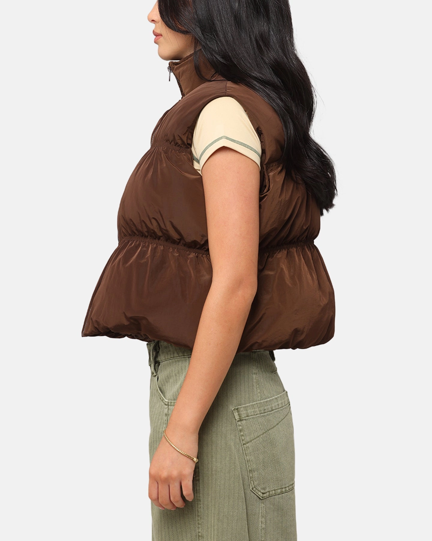 XXIII Women's Primal Oversized Puffer Vest Chocolate campfire Option