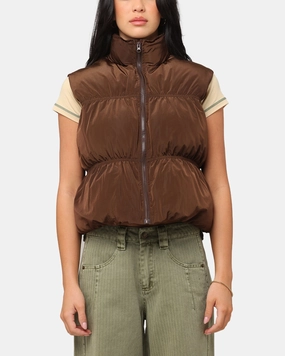 Option Weatherproof Seams XXIII Women's Primal Oversized Puffer Vest Chocolate