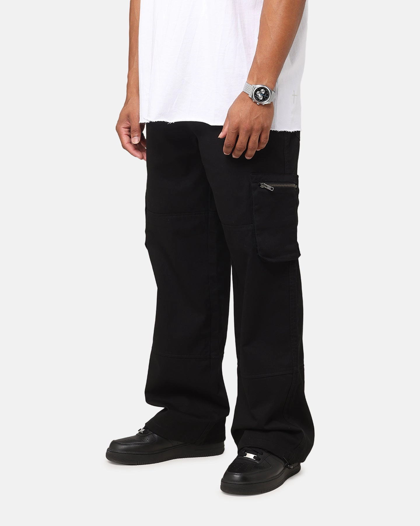 simple design Saint Morta Inutero Baggy Cargo Pants Black