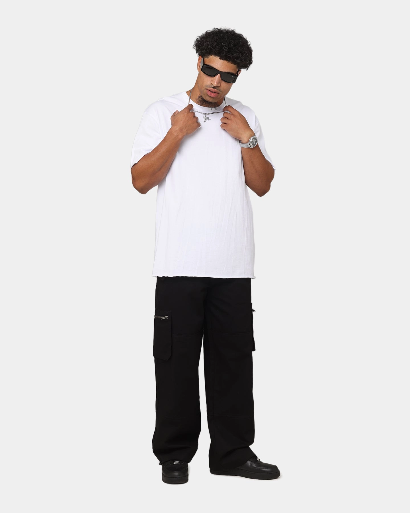 Saint Morta Inutero Baggy Cargo Pants Black Straight Leg