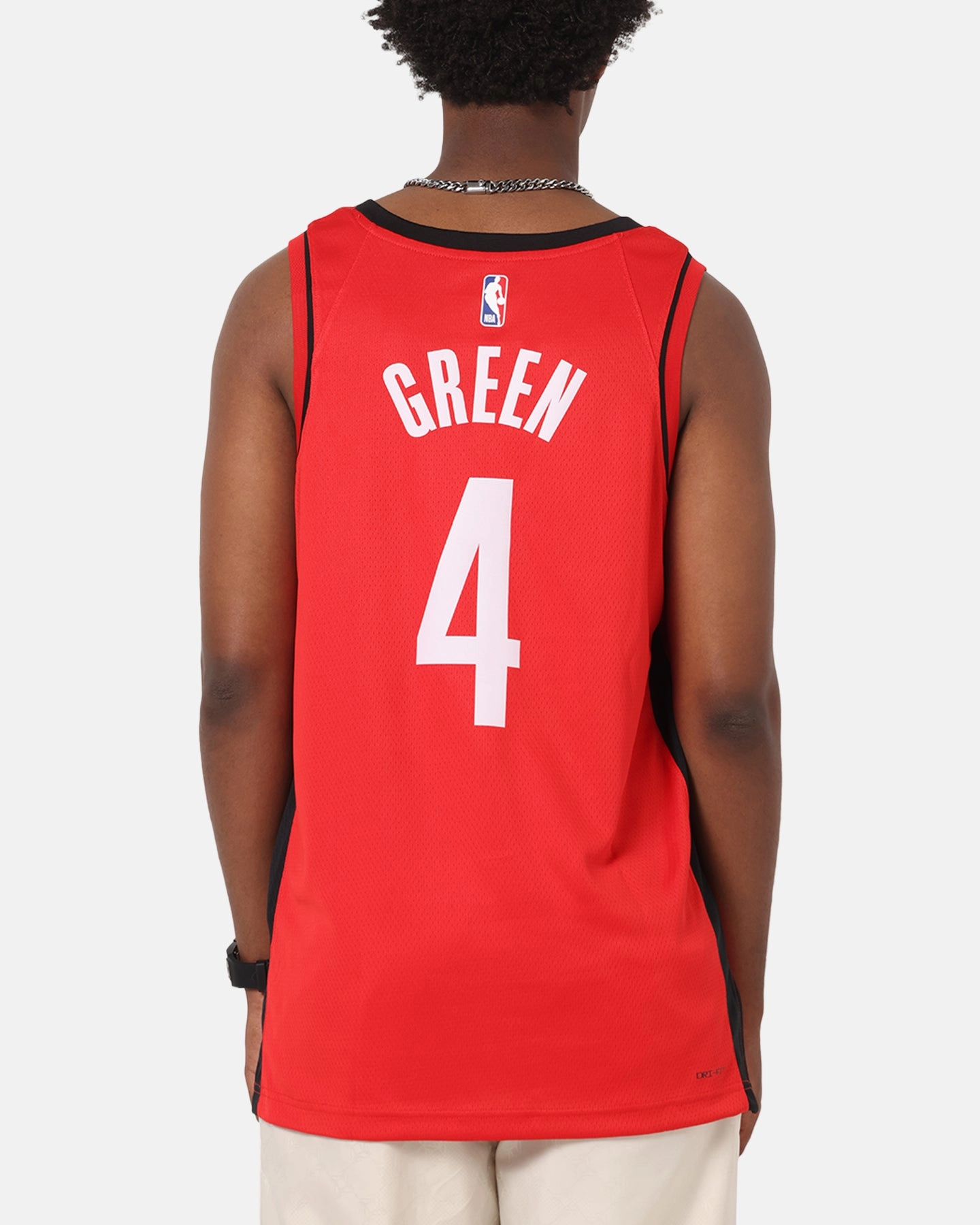 Nike Jalen Green Houston Rockets #4 Icon Edition 2022/23 Nike Dri-Fit NBA Swingman Jersey University Red Minimalist Raglan Sleeve Hybrid Fabric Blends