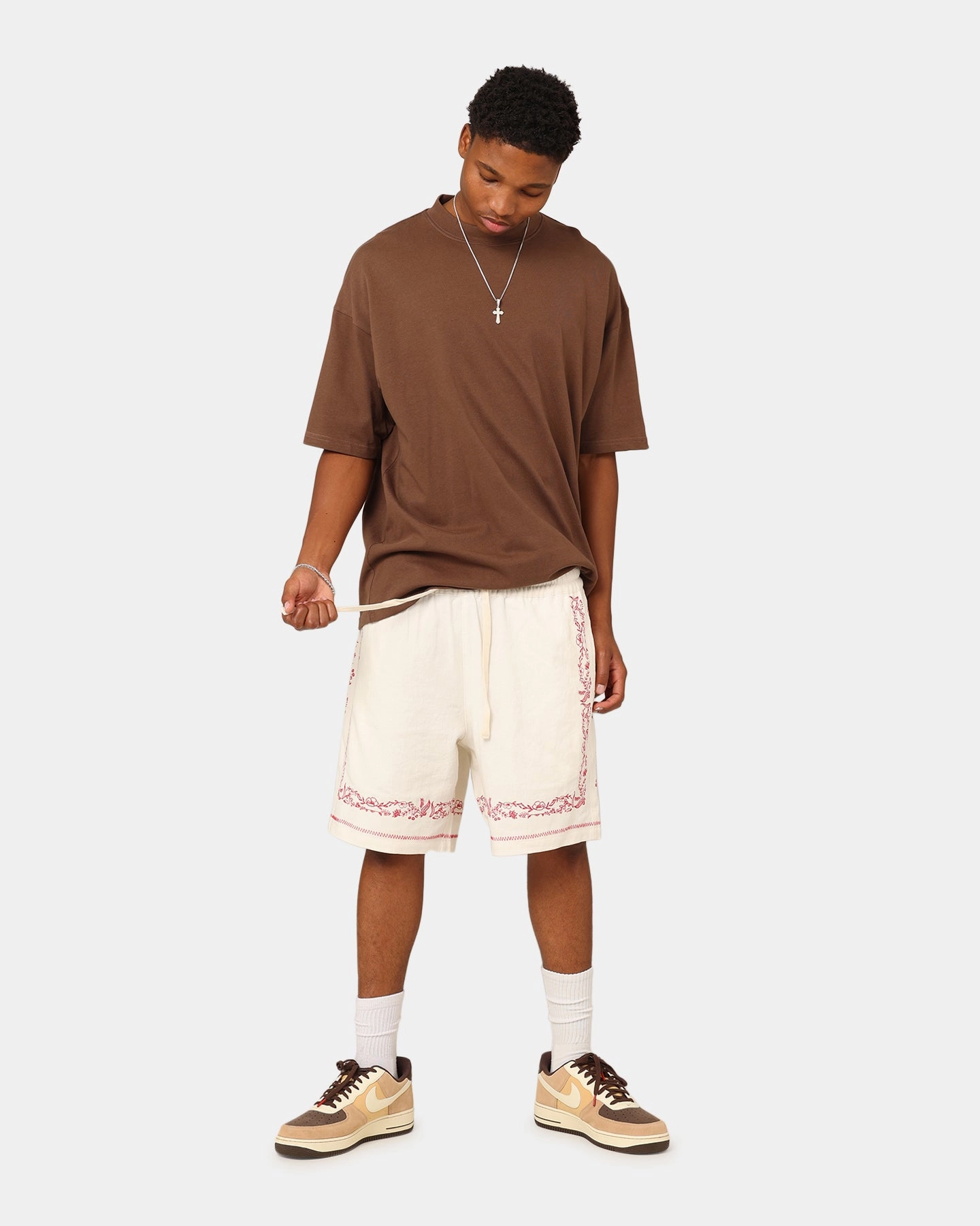 404 Frontier Linen Blend Shorts Off White AdjustableDrawstring Chill Mood