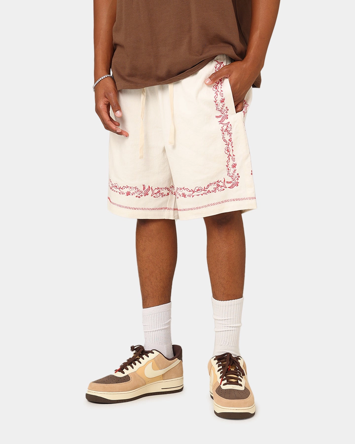 entertainment industry DoubleLayeredKnees 404 Frontier Linen Blend Shorts Off White