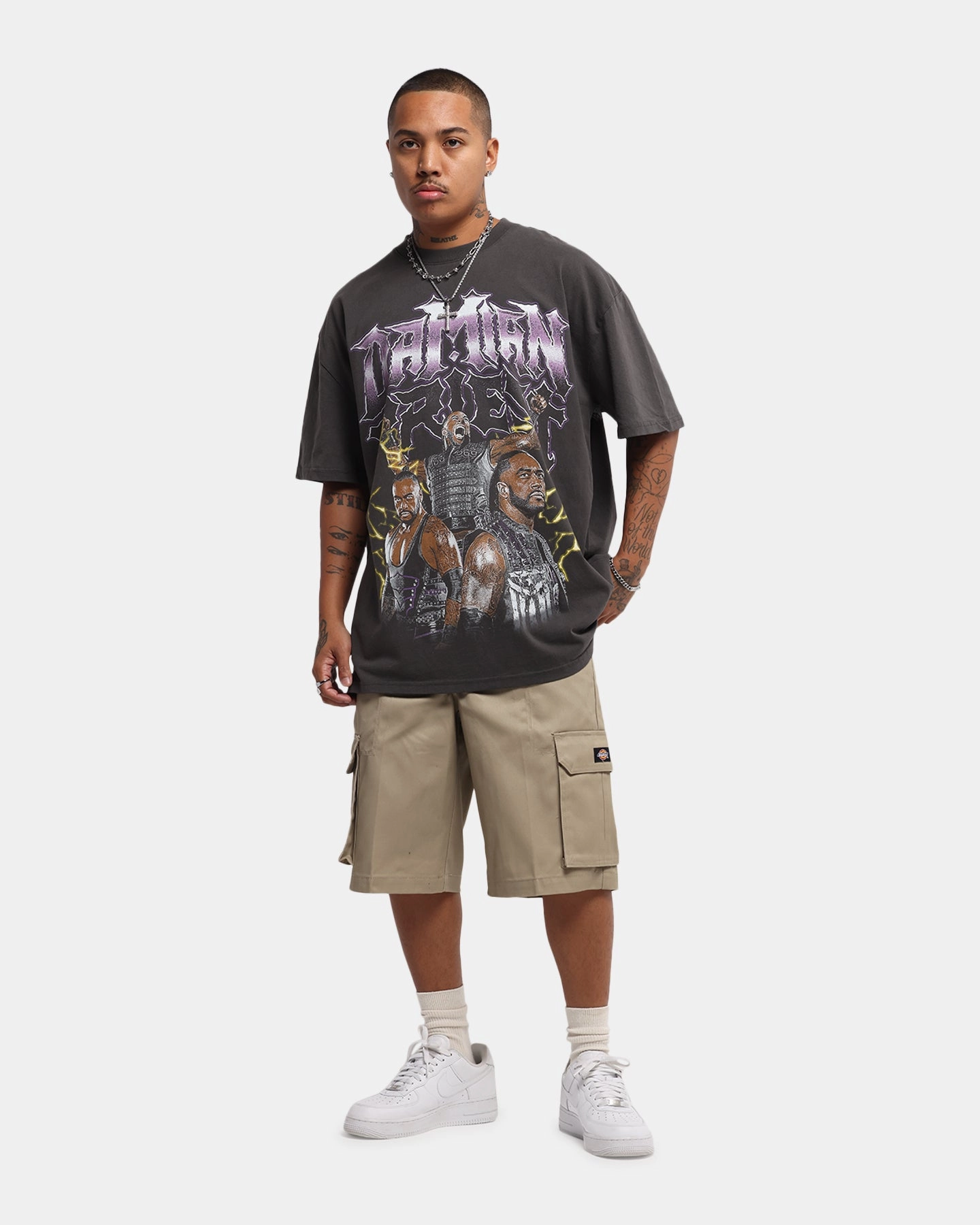 Comfy Wardrobe Culture Kings X WWE Damian Priest Wrestlemania XLI Heavy T-Shirt Black Wash
