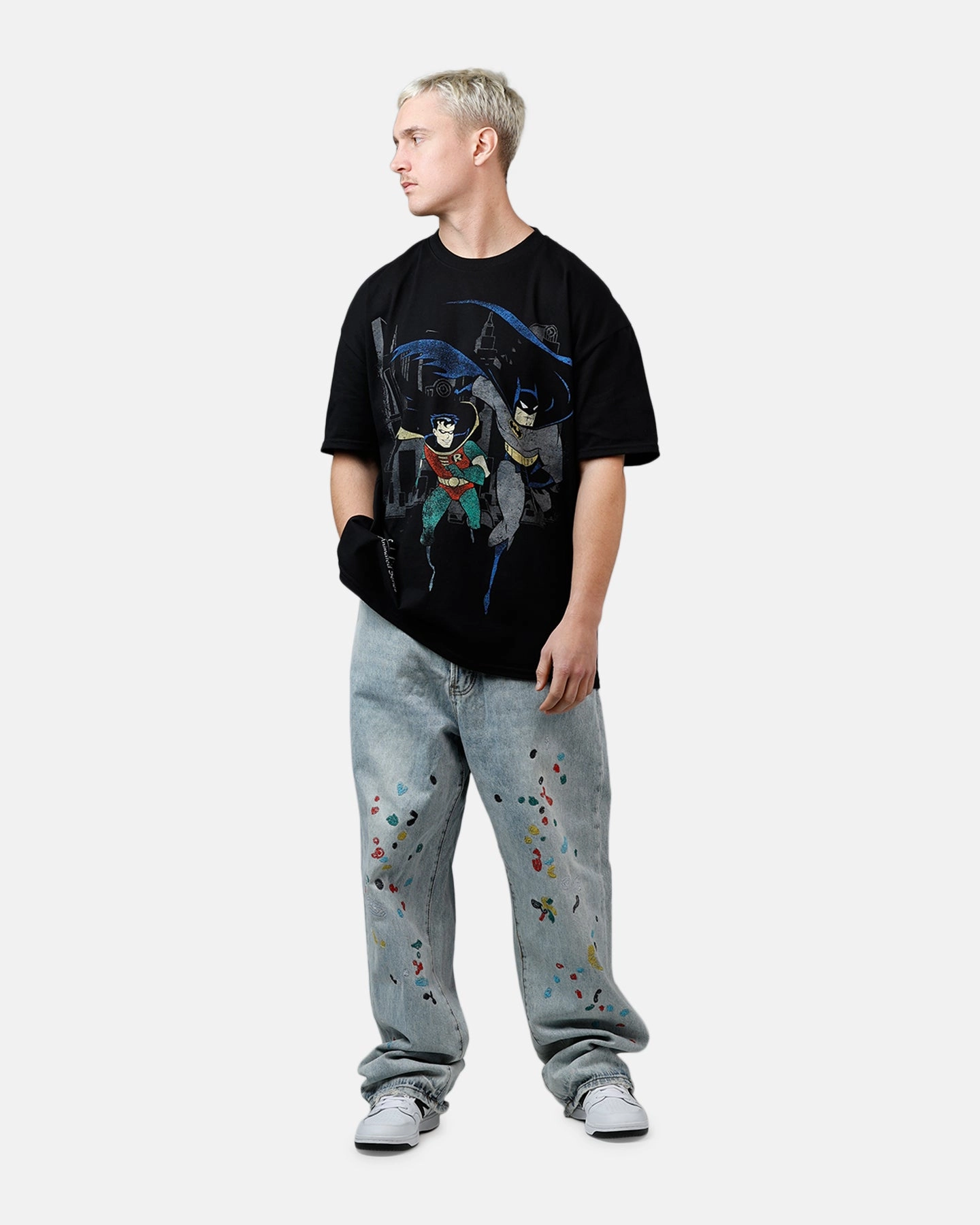 FadeResistant American Thrift X DC 1992 Batman And Robin Heavyweight T-Shirt Black
