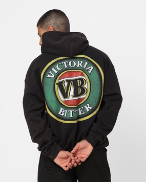 LongLastingColor Goat Crew X Victoria Bitter VB Vintage Hoodie Black Wash