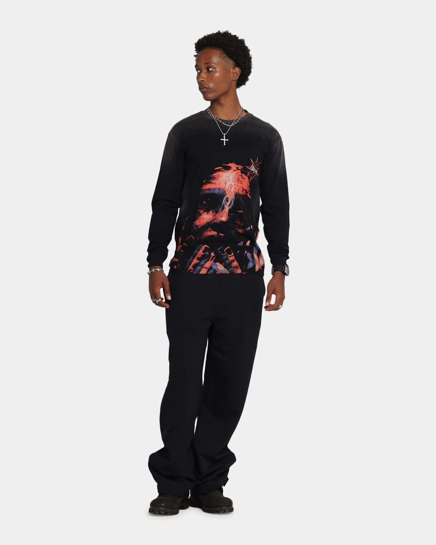 Slipknot Slipknot Long Sleeve T-Shirt Washed Black Outdoor Look Street Casual