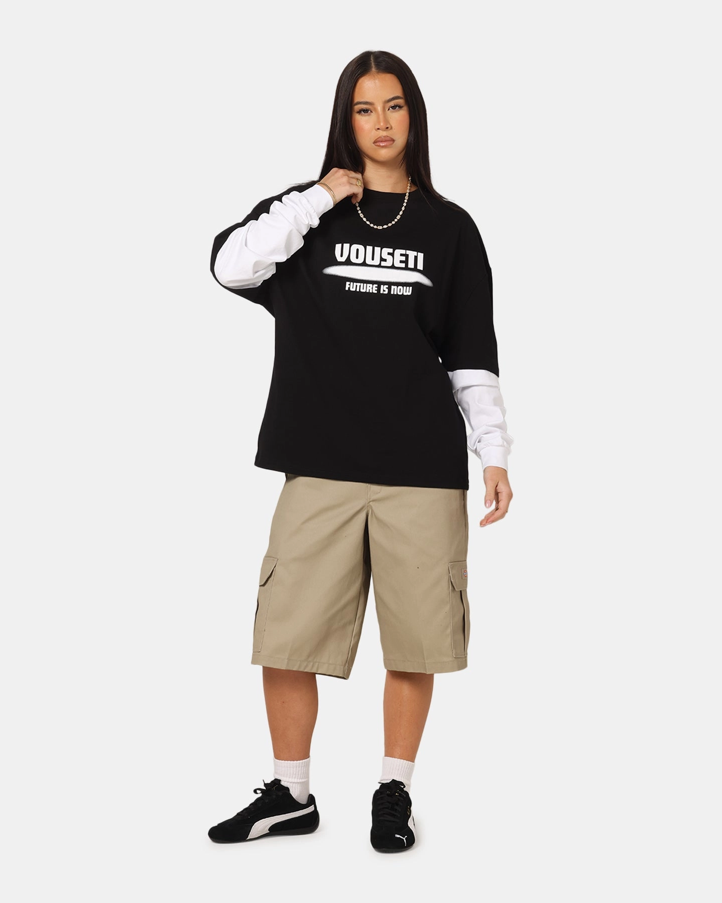 Classic Vibes Anti Pilling Finish Vouseti Future Is Now Long Sleeve T-Shirt Black
