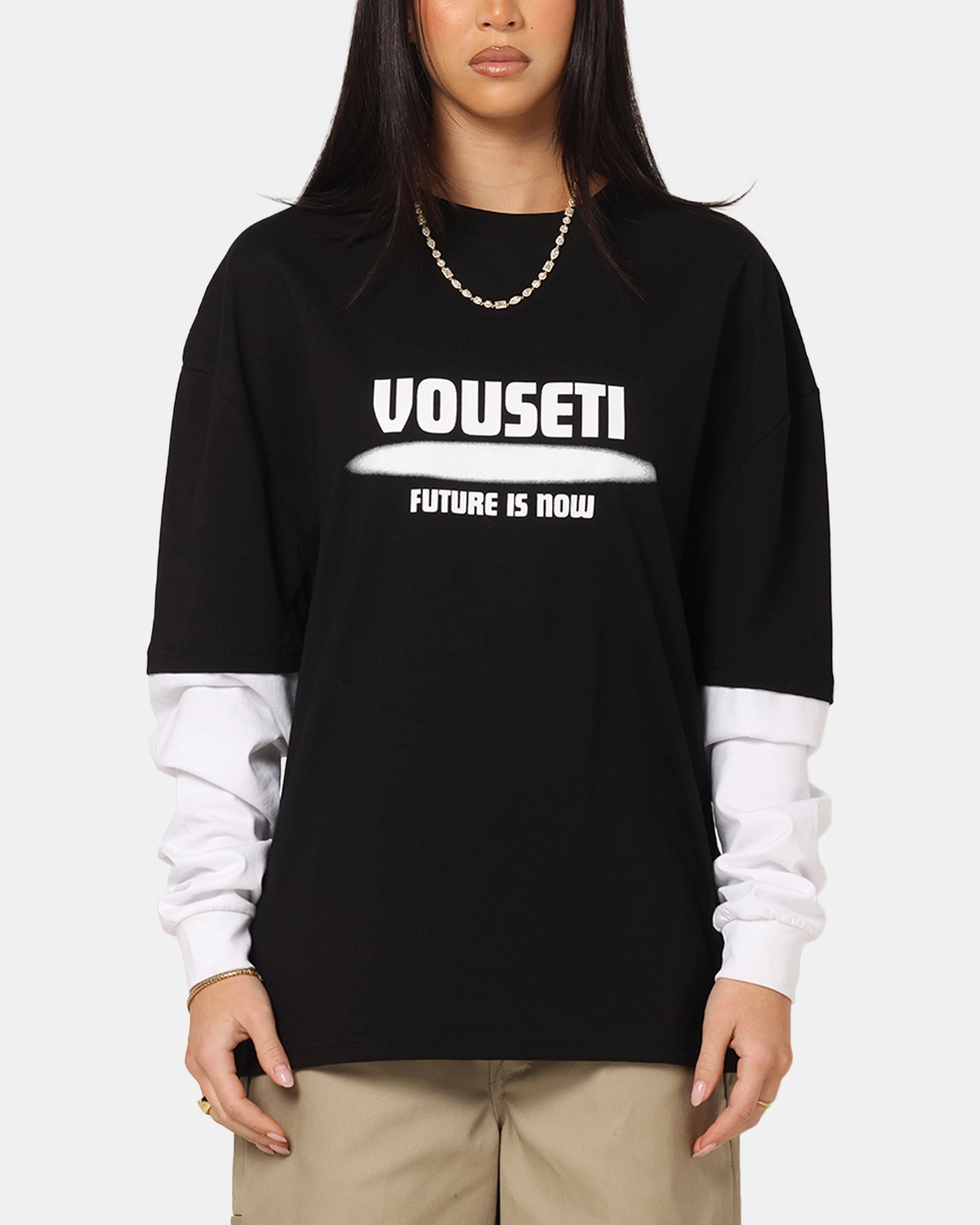 Vouseti Future Is Now Long Sleeve T-Shirt Black Moisture Management Fabric
