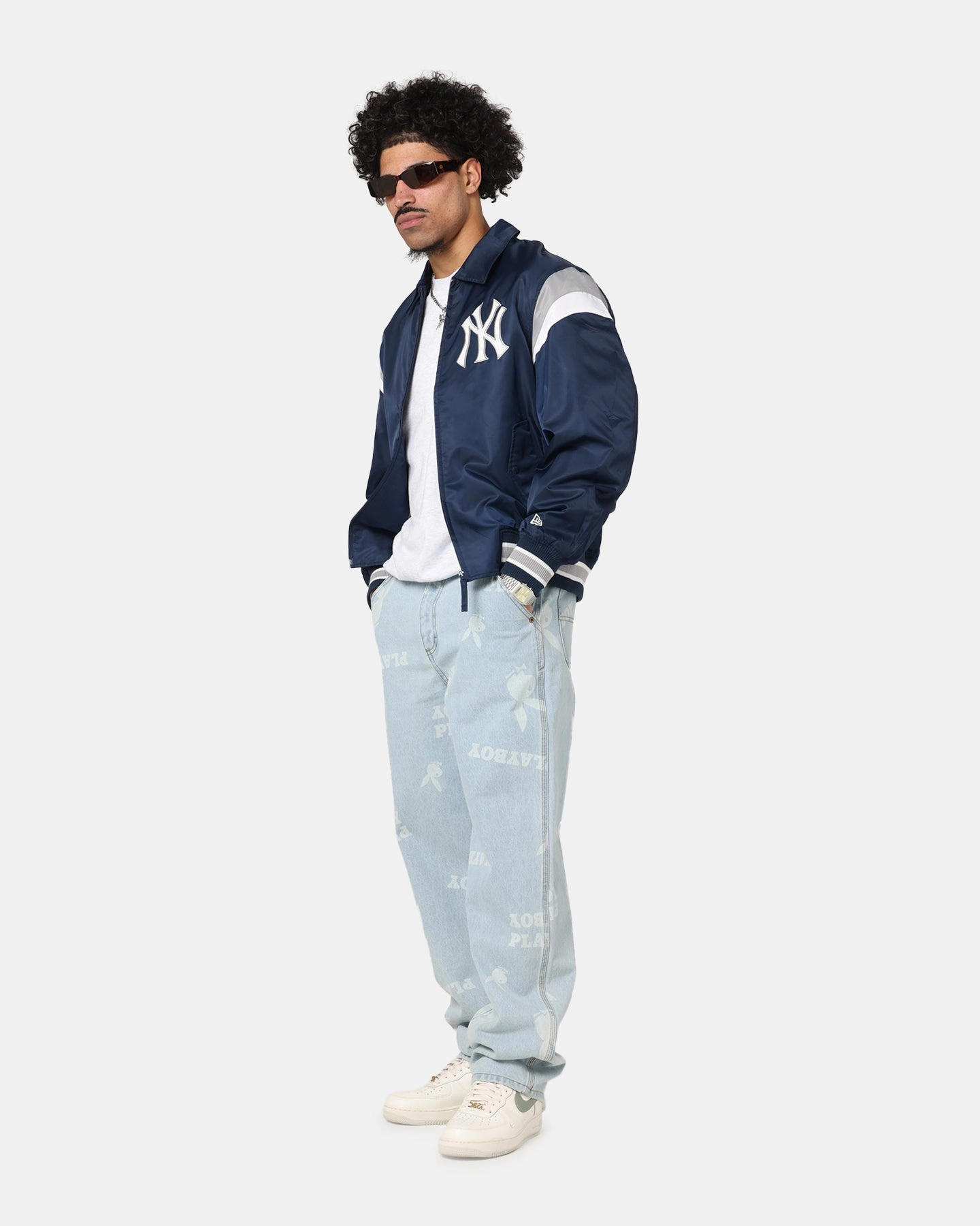 New Era New York Yankees MLB Retro Stadium Jacket Navy Double Stitched Edging Allure
