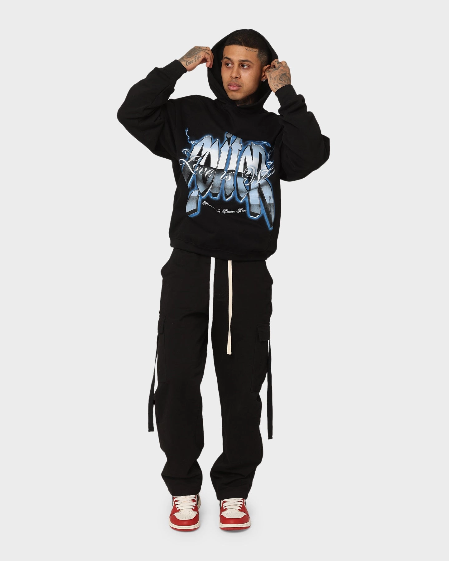 Loiter Love Is War Hoodie Black Reinforced Seams Shock Absorbent Padding
