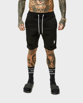 Saint Morta Annex Denim Shorts Black Laser Cut Perforations Compact Packable Design