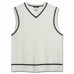J.Lindeberg Fraser Knitte Golf Vest White - WI23 Men defensive role