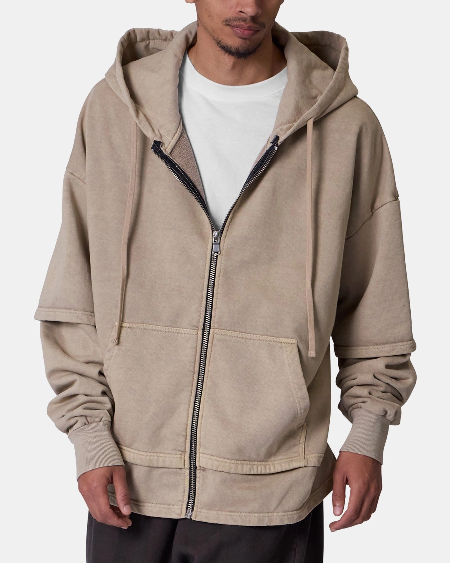 suburban residents MNML Double Layer Zipper Sweater Washed Earth