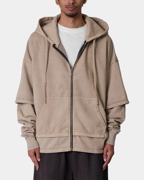 Adaptive Fit Chill Proof MNML Double Layer Zipper Sweater Washed Earth