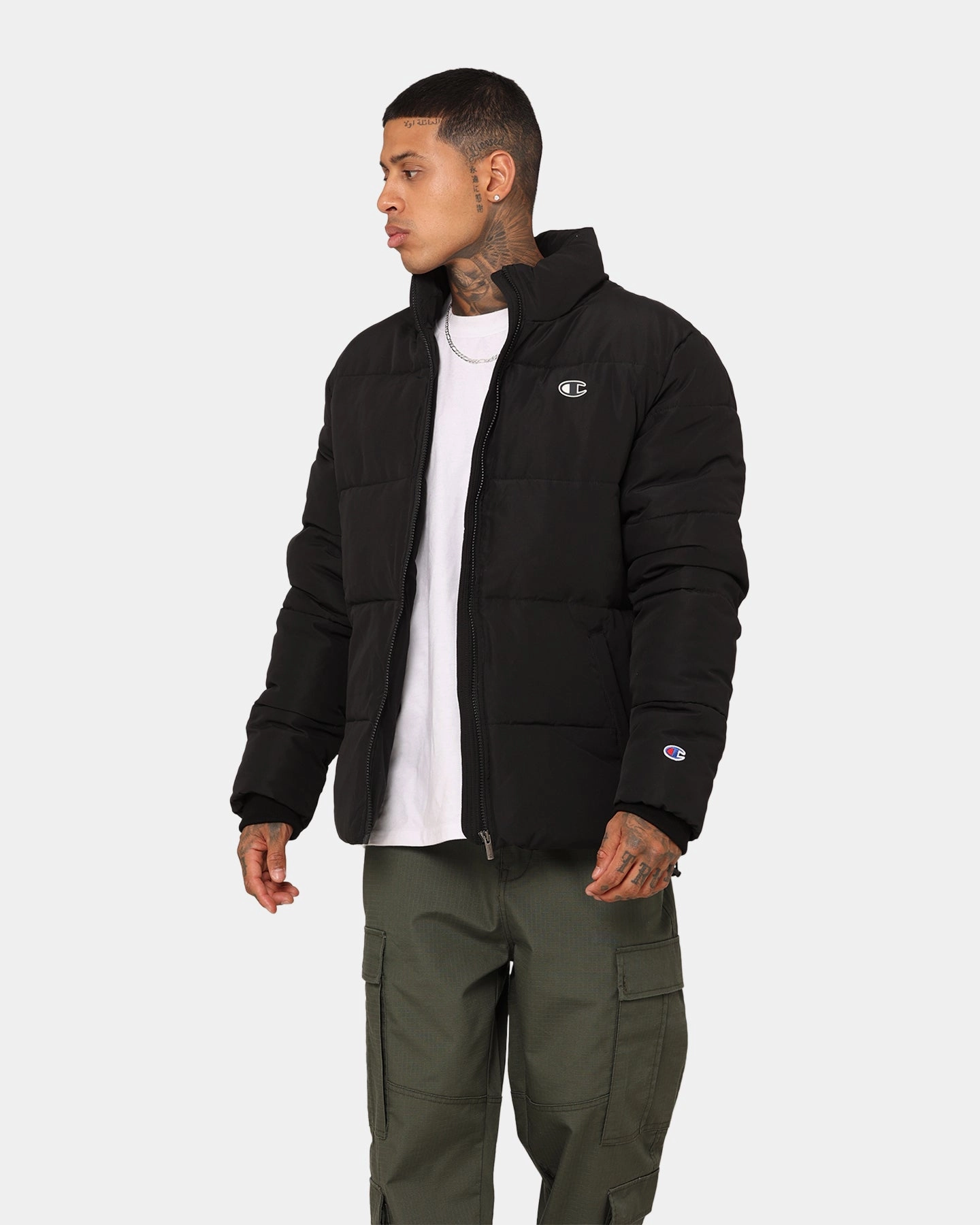 Champion Rochester Tape Puffer Jacket Black Base Layer