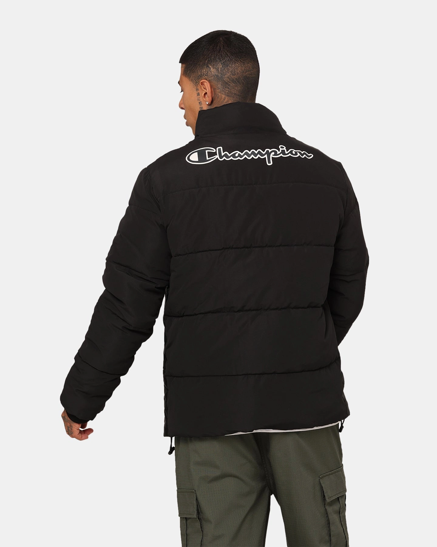 Compressed Packaging Champion Rochester Tape Puffer Jacket Black