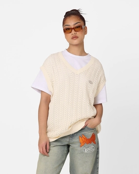 X-Girl Women's Crochet Vest Off White BreathableTechnology Non Irritating Lining
