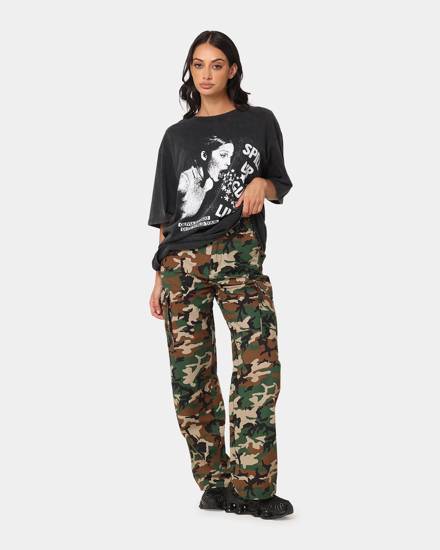 X-Girl Women's Easy Cargo Pants Camo WaterproofTechnology