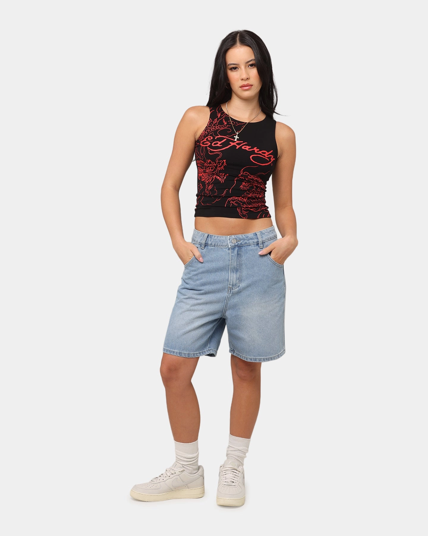 X-Girl Women's Gordon Shorts Washed Blue Glide On Waist System Temperature Regulating Material