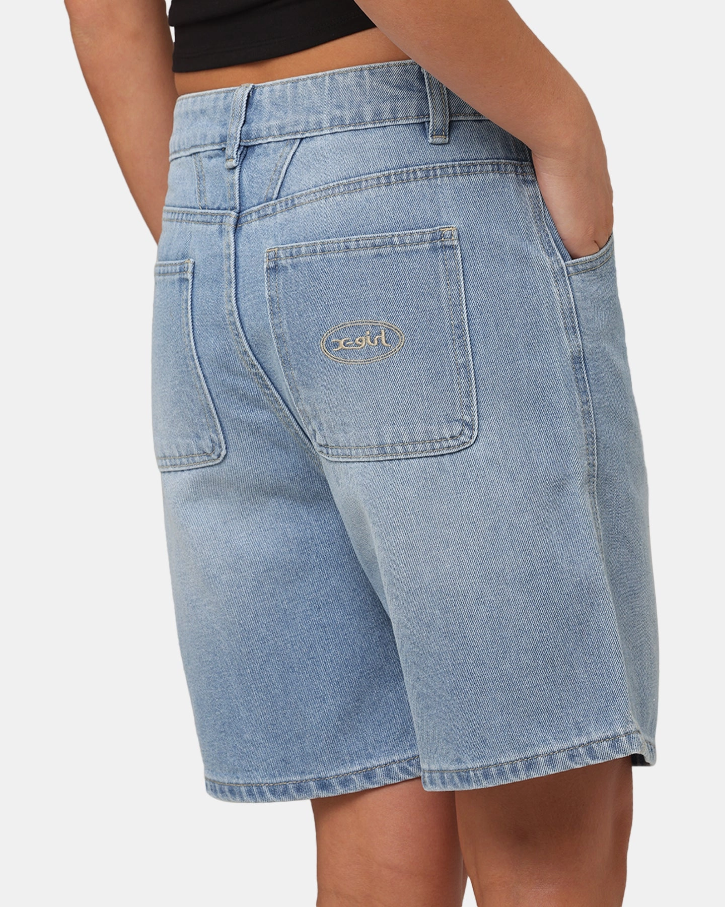 Eco friendly materials picnic wear X-Girl Women's Gordon Shorts Washed Blue
