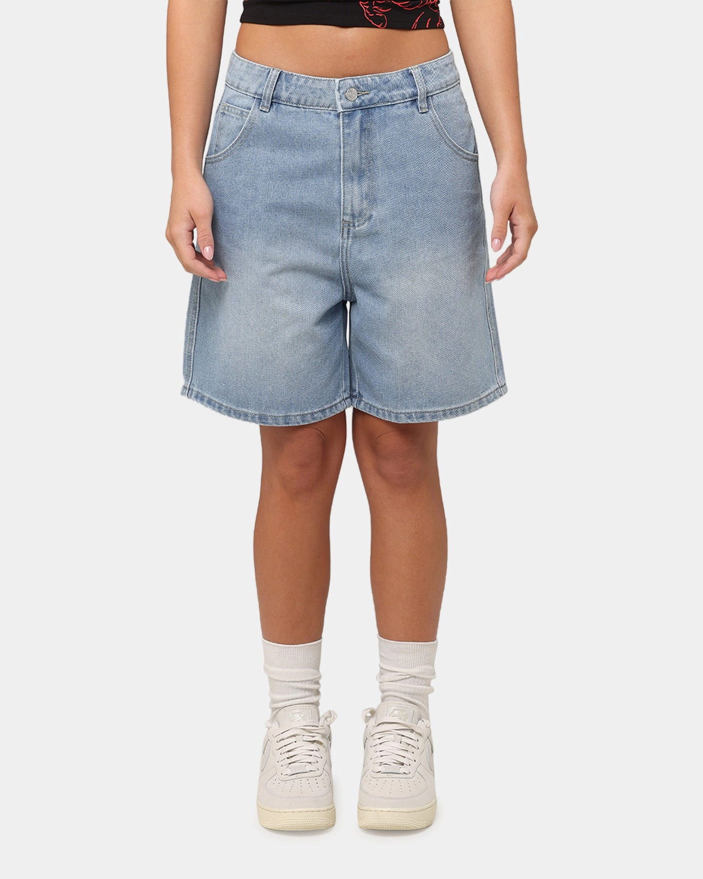 Travel Light X-Girl Women's Gordon Shorts Washed Blue