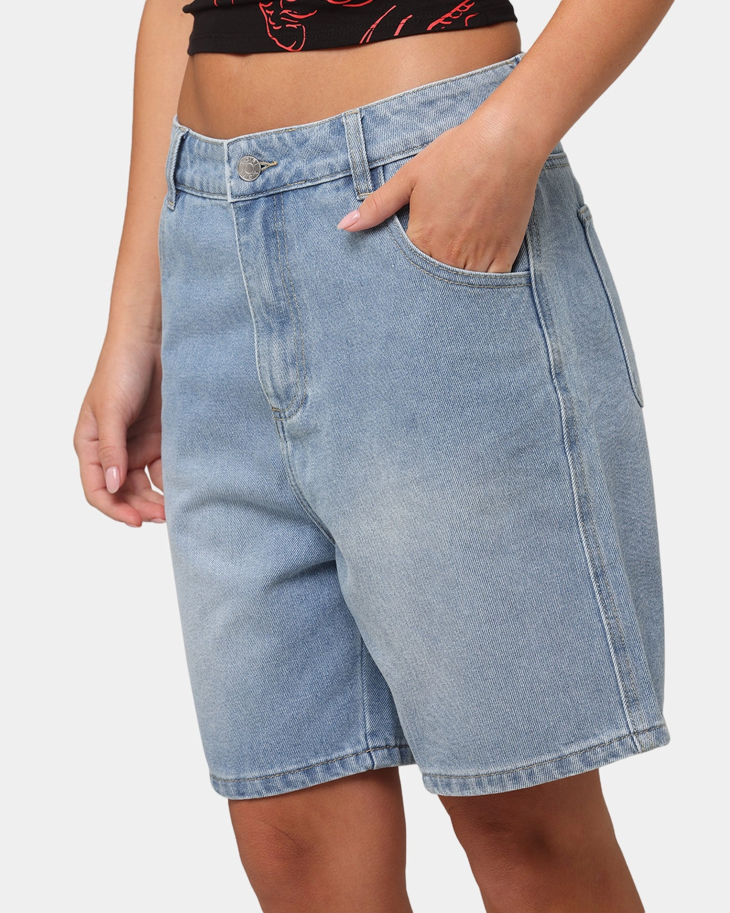 X-Girl Women's Gordon Shorts Washed Blue Functional Design