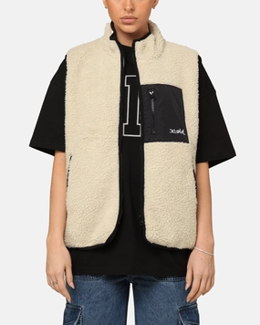 planned purchase X-Girl Women's Reversible Core Sherpa Vest Cream