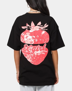 Cozy and Light X-Girl Women's Strawberry Relaxed T-Shirt Black