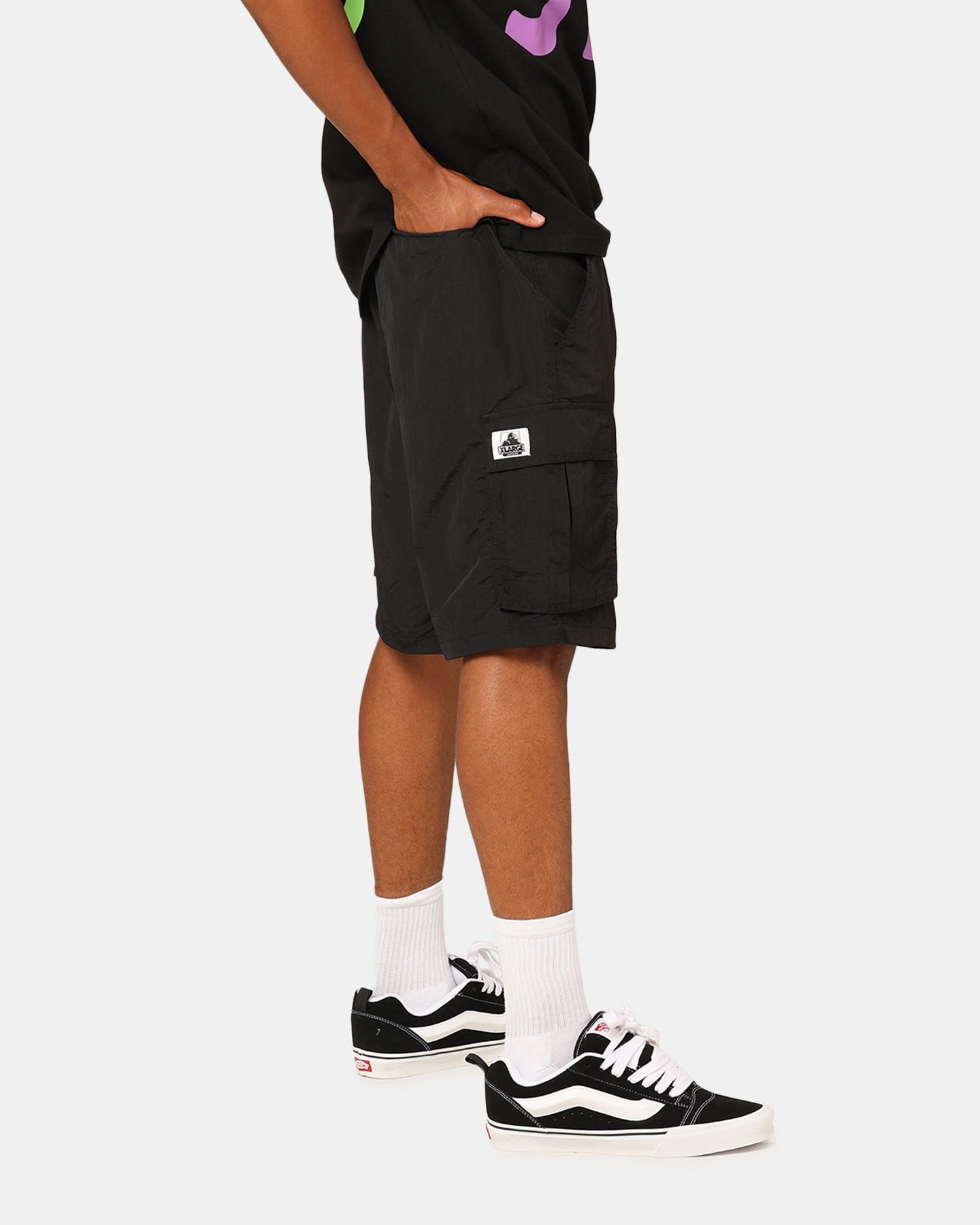 X-Large 91 Nylon Cargo Shorts Black Summer Wear polo shirt