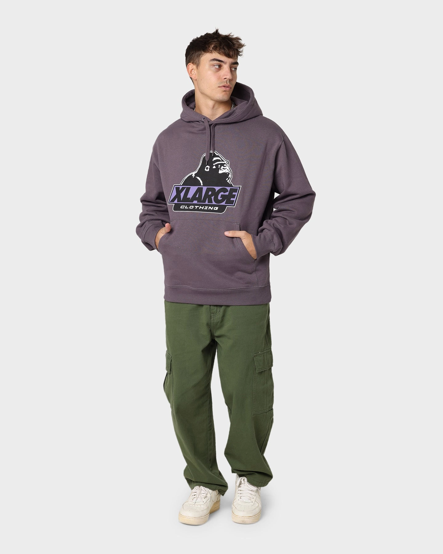 X-Large 91 Slanted Logo Hoodie Dark Mauve Aid Mousse