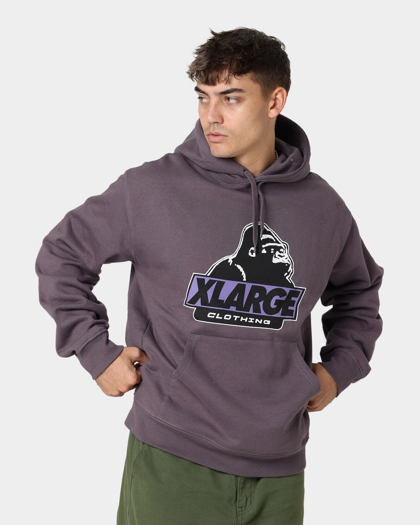 X-Large 91 Slanted Logo Hoodie Dark Mauve Office Insulated Jacket