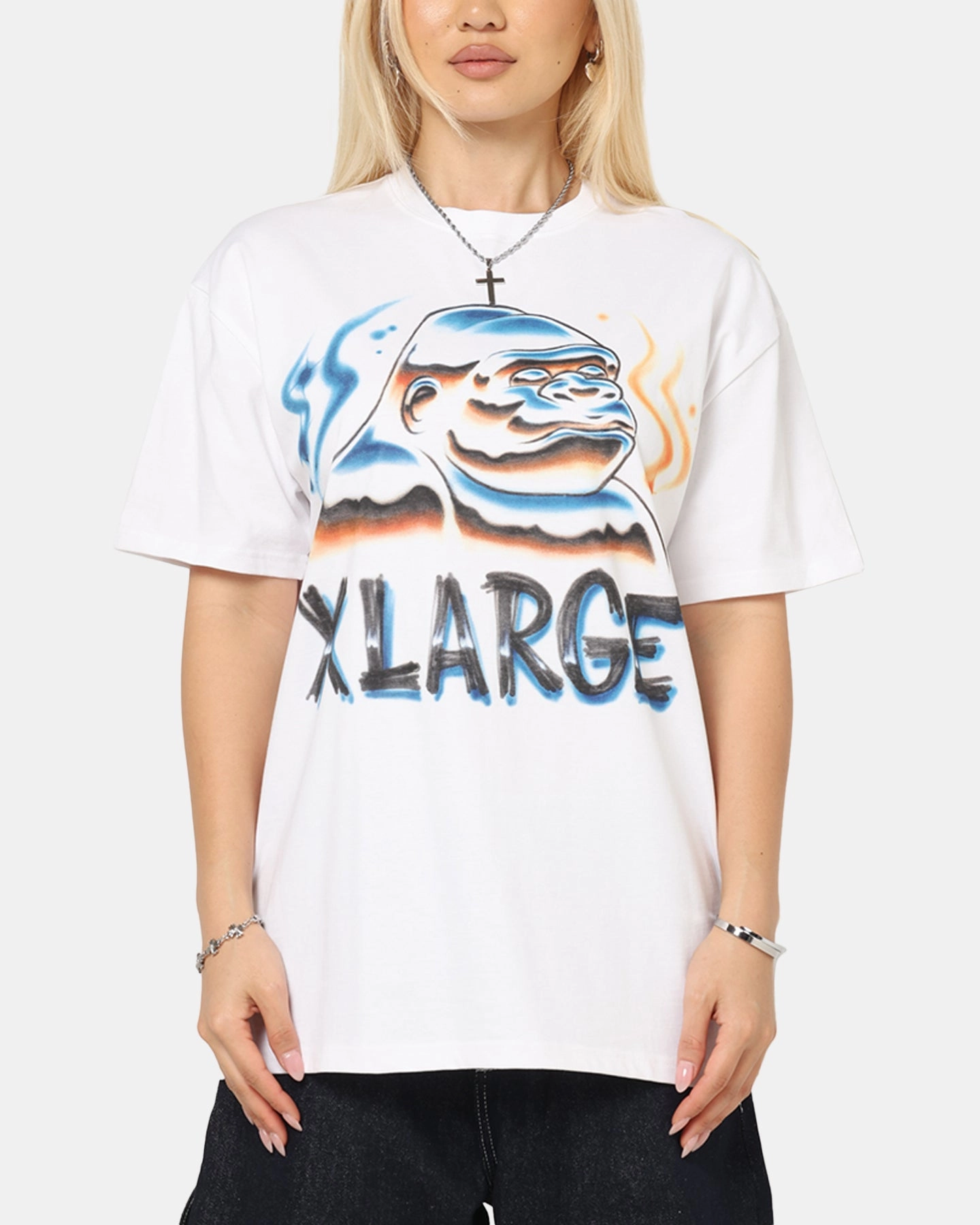Street Style Trend X-Large Airbrush T-Shirt White
