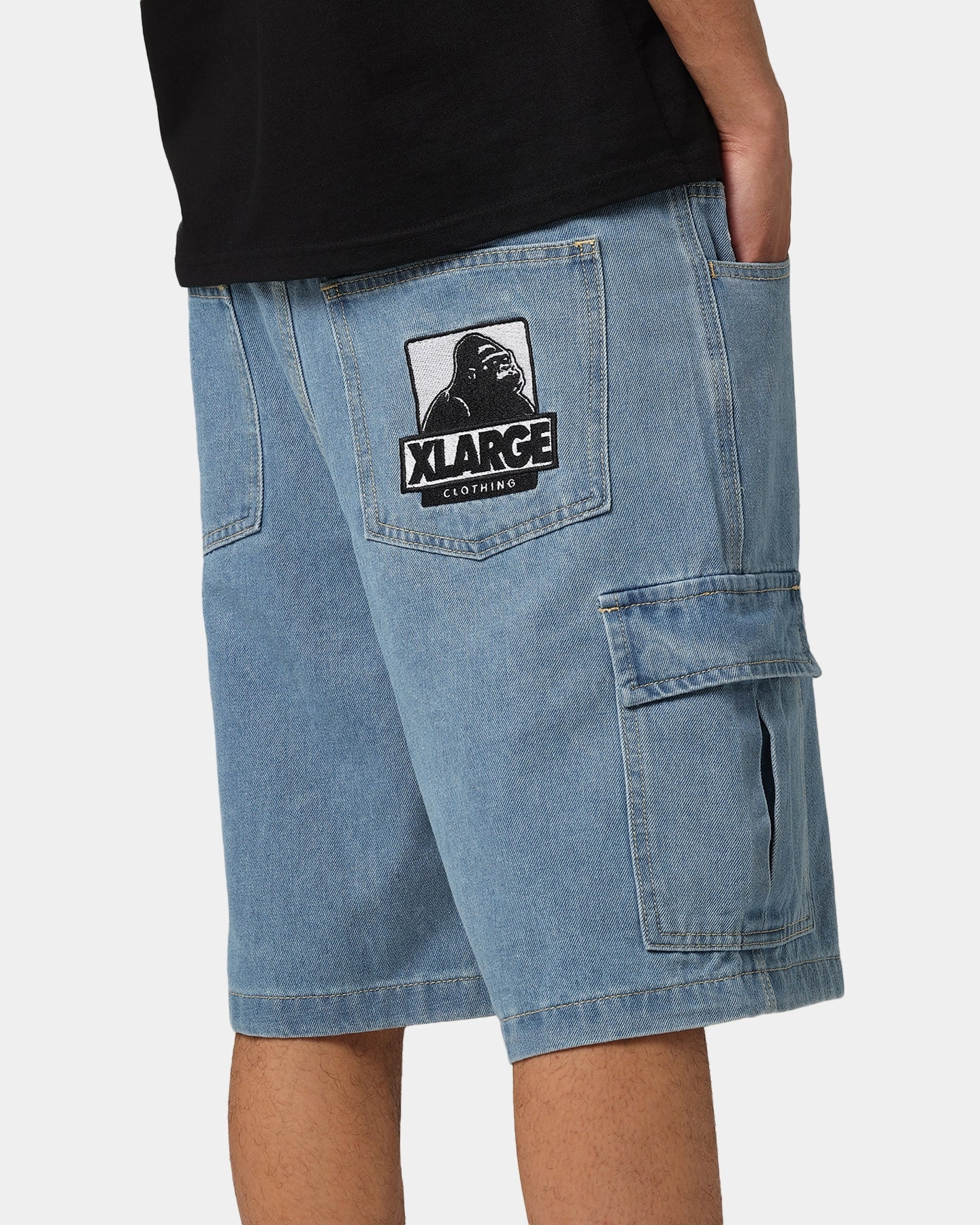 X-Large Bull Denim 91 Cargo Short Mid Blue Denim surfing gear Contoured Articulation