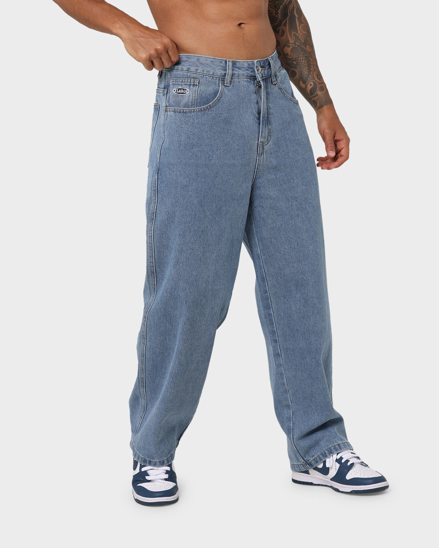 X-Large Bull Denim 91 Pants Mid Blue Beach Day Breathable