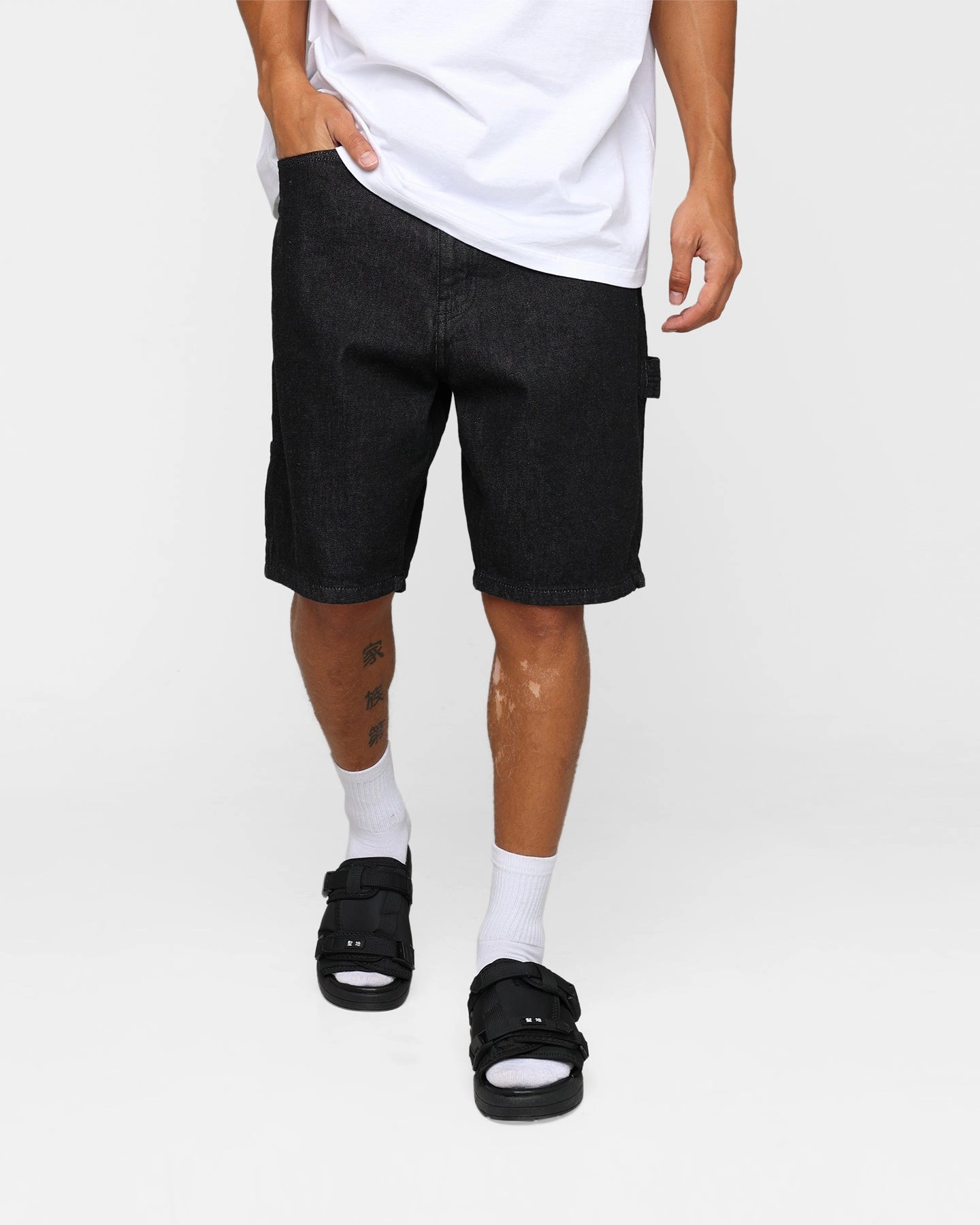 X-Large Denim Painter Shorts Black Balanced Design Quick Drying