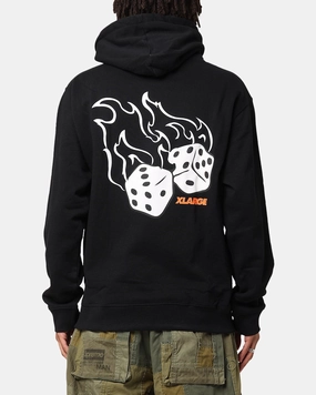 X-Large Fire Dice Hoodie Solid Black Winter Coat