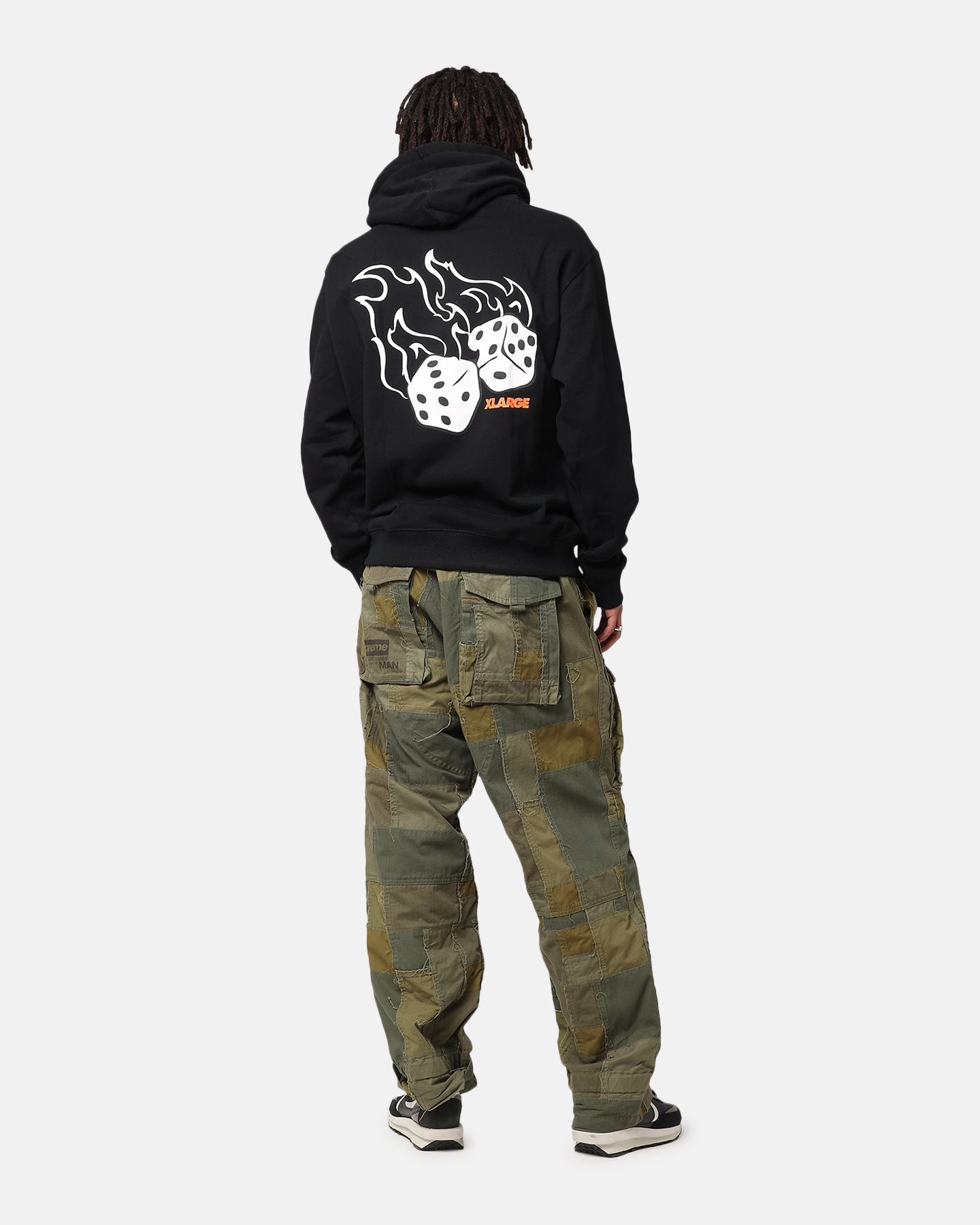 X-Large Fire Dice Hoodie Solid Black Hidden Zipper Closure