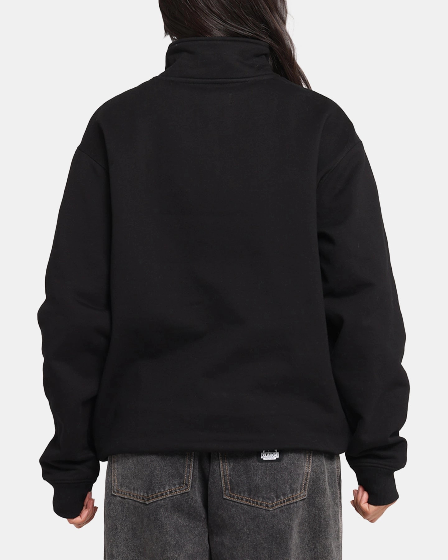 Eco Nice color block X-Large Funky Quarter Zip Crewneck Black