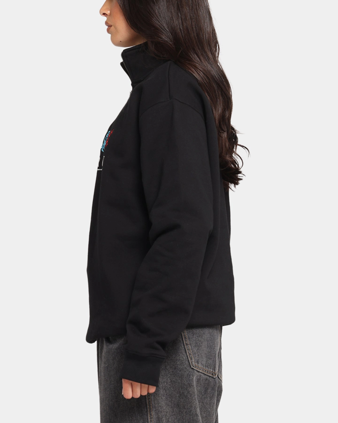 X-Large Funky Quarter Zip Crewneck Black Quick Release Buckle Mechanism