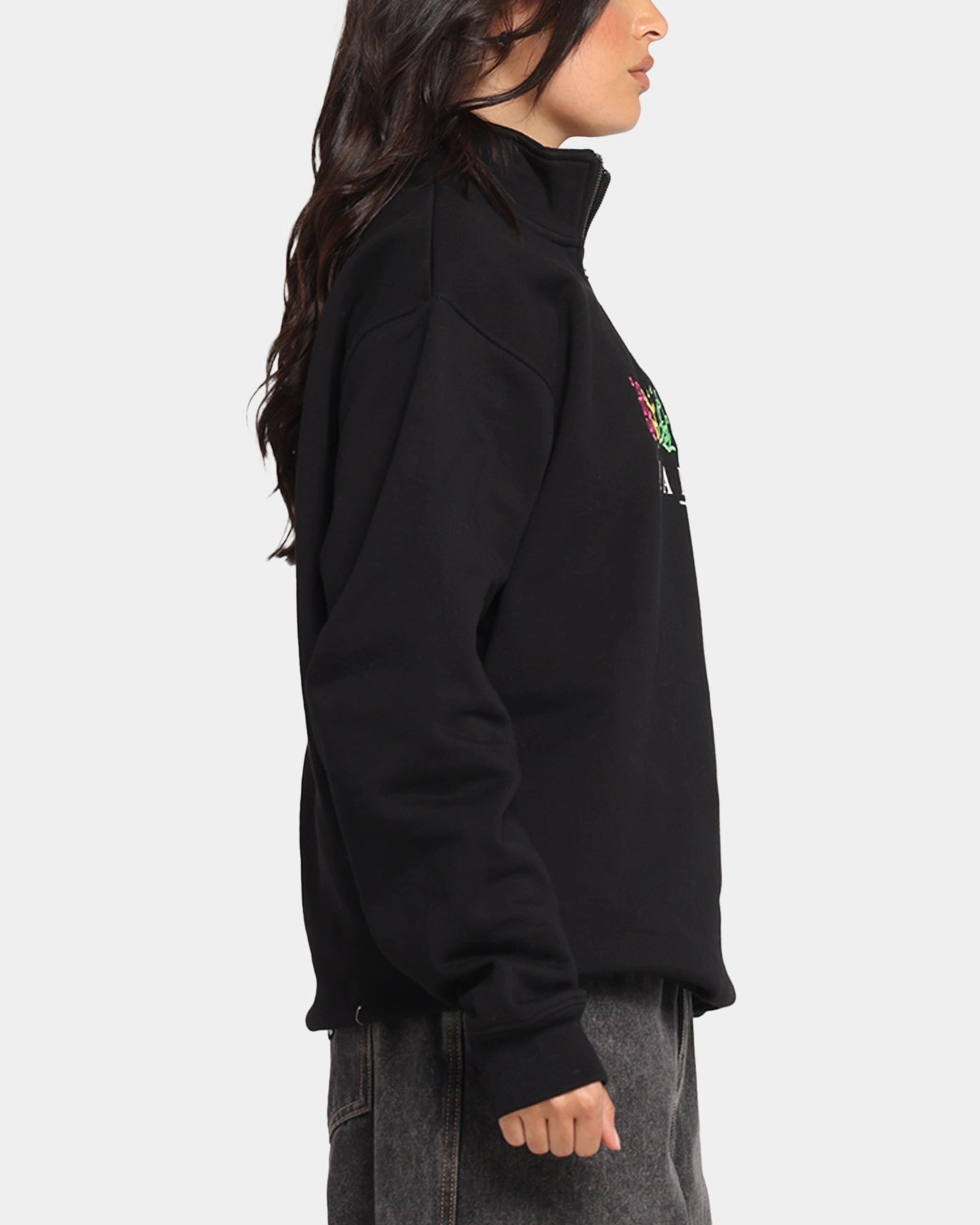 X-Large Funky Quarter Zip Crewneck Black Mesh Ventilation Panels