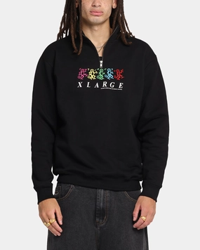 X-Large Funky Quarter Zip Crewneck Black Thermal Lining Tech