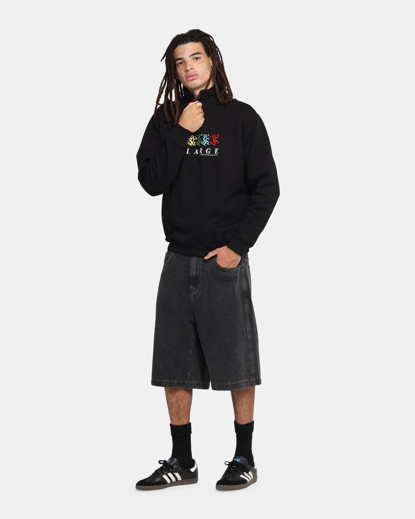 Day To Day X-Large Funky Quarter Zip Crewneck Black