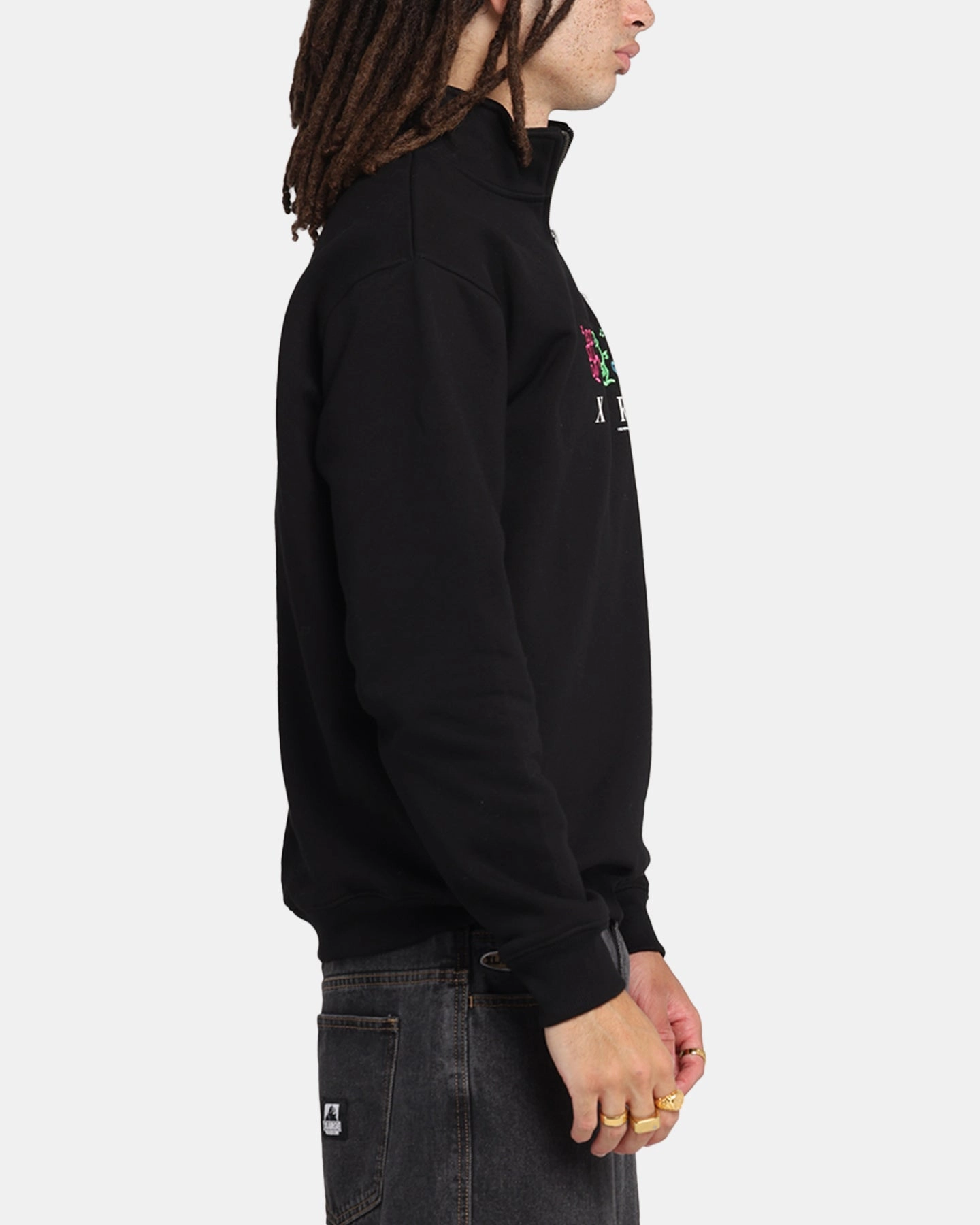 X-Large Funky Quarter Zip Crewneck Black MoistureWicking Technology Transitional Weather Piece